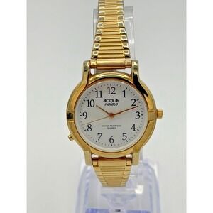 Timex Acqua Indiglo Gold Tone Watch Quartz Stretch Band Women's Runs